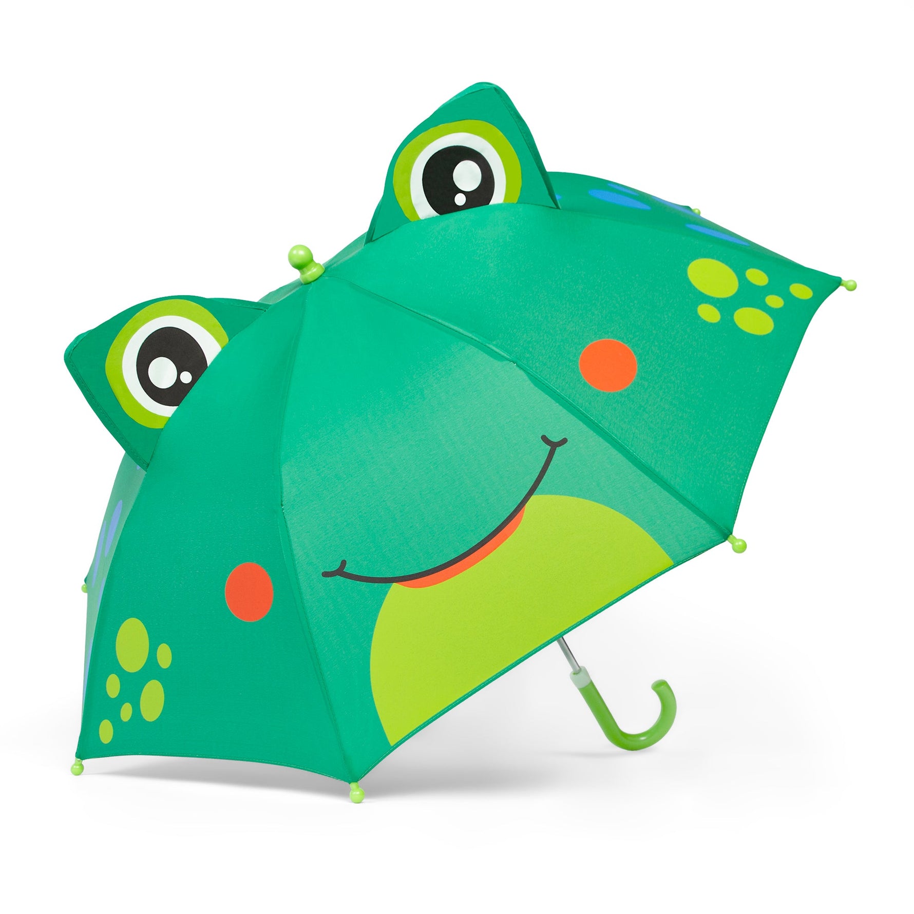 Children's umbrella with a frog design on a white background